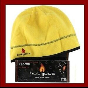 Hot Mocs Yellow Fleece Beanie NEW W/Heatpacks NEW